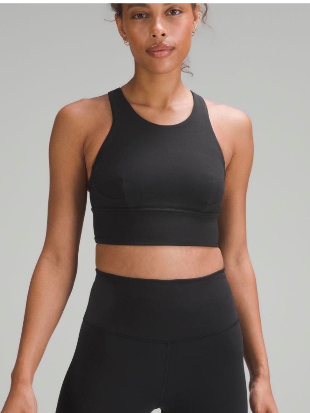 Lululemon long lines energy black athletic sports bra 6
